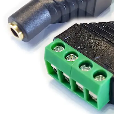 Detalles accesorios de Conector Ficha Miniplug 3,5 4 Polos Jack Hembra A Bornera