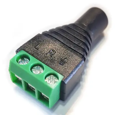 Vista lateral de Conector Ficha Miniplug 3,5 Jack Hembra Estereo A Bornera