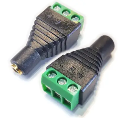 Detalles accesorios de Conector Ficha Miniplug 3,5 Jack Hembra Estereo A Bornera