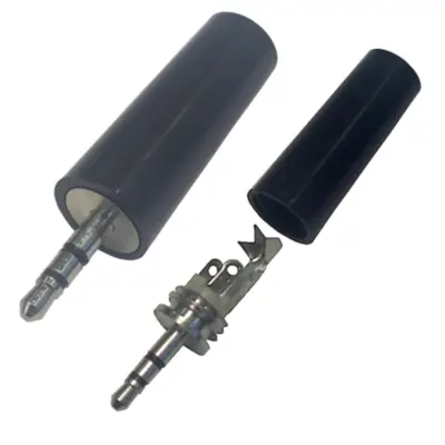 Detalles accesorios de Conector Ficha Miniplug 2,5 Macho Estereo Bakelita Negro