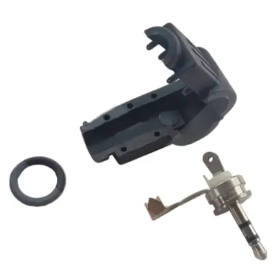 Vista lateral de Conector Ficha Miniplug 2,5 Macho Estereo Plastico 90 Grados Negro