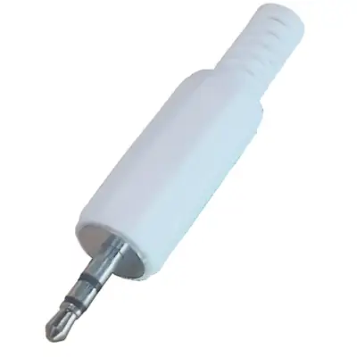 Conector Ficha Miniplug 2,5 Macho Estereo Plastico Blanco
