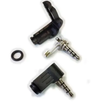 Detalles accesorios de Conector Ficha Miniplug 3,5 4 Polos Macho Plastico Negro 90 Grados