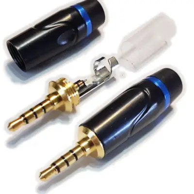 Detalles accesorios de Conector Ficha Miniplug 3,5 4 Polos Macho Metal Hq Negro