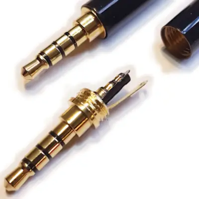 Detalles accesorios de Conector Ficha Miniplug 3,5 4 Polos Macho Cuerpo Compacto 7Mm Diam Negro