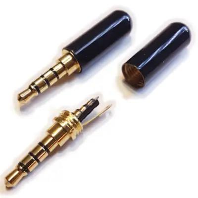 Detalles accesorios de Conector Ficha Miniplug 3,5 4 Polos Macho Cuerpo Compacto 7Mm Diam Negro