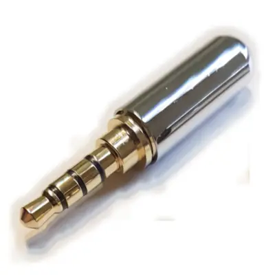 Conector Ficha Miniplug 3,5 4 Polos Macho Cuerpo Compacto 7Mm Diam Plata