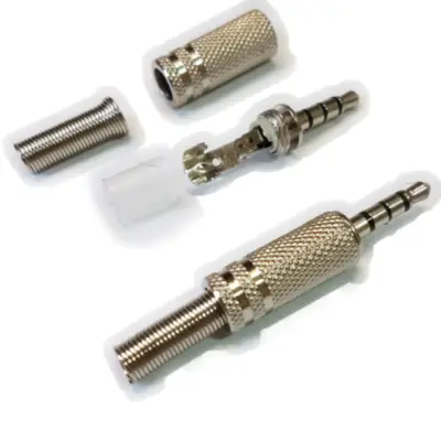 Detalles accesorios de Conector Ficha Miniplug 3,5 4 Polos Macho Metal Plata