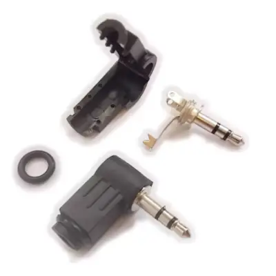 Detalles accesorios de Conector Ficha Miniplug 3,5 Macho Estereo Plastico 90 Grados