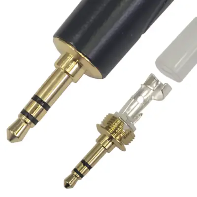 Detalles accesorios de Conector Ficha Miniplug 3,5 Macho Estereo Arwen Exclusive Metal Negro