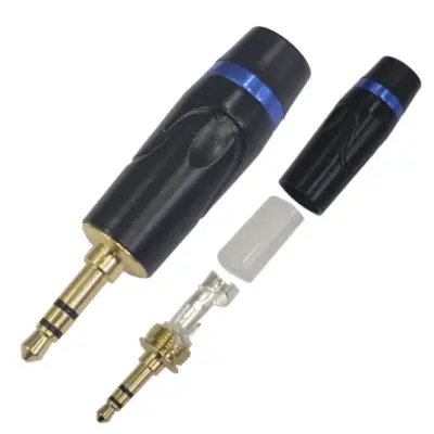 Detalles accesorios de Conector Ficha Miniplug 3,5 Macho Estereo Arwen Exclusive Metal Negro
