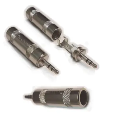 Detalles accesorios de Conector Ficha Miniplug 3,5 Macho Estereo Metal Plata Studioz