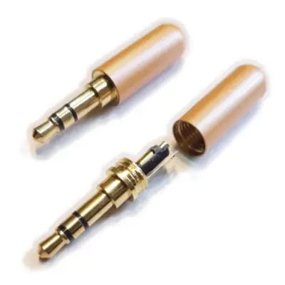 Detalles accesorios de Conector Ficha Miniplug 3,5 Macho Estereo Cuerpo Compacto Dorado 7Mm Diam