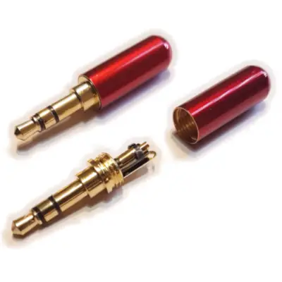 Detalles accesorios de Conector Ficha Miniplug 3,5 Macho Estereo Cuerpo Compacto Rojo 7Mm Diam