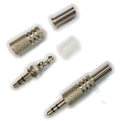 Detalles accesorios de Conector Ficha Miniplug 3,5 Macho Estereo Metal Plata