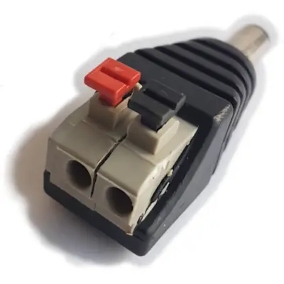 Vista lateral de Ficha Dc Hueco 5,5 X 2,1 X 9,5 Mm Plug Macho Push Terminal