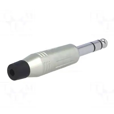 Vista lateral de Conector Ficha Estereo Plug 6,5 Macho Metal Amphenol Niquelado