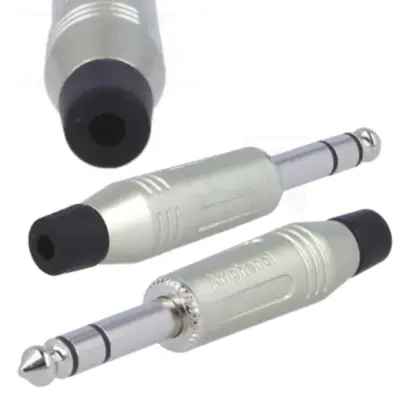 Detalles accesorios de Conector Ficha Estereo Plug 6,5 Macho Metal Amphenol Niquelado