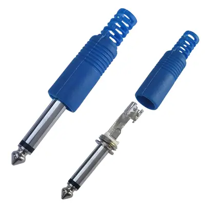 Detalles accesorios de Conector Ficha Mono Plug 6,5 Macho Plastico Azul