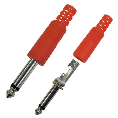 Detalles accesorios de Conector Ficha Mono Plug 6,5 Macho Plastico Rojo