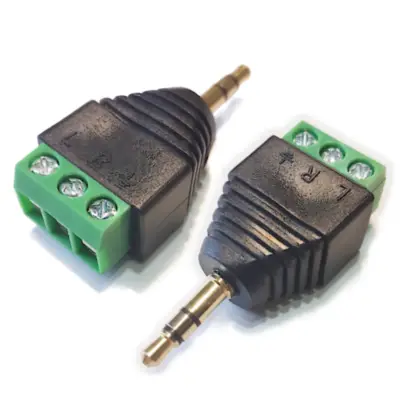 Detalles accesorios de Conector Ficha Miniplug 3,5 Macho Estereo A Bornera