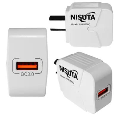 Detalles accesorios de Cargador 18W Usb-A Carga Rapida Qc Sin Cable Nisuta