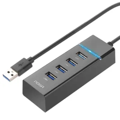Hub Usb A 3.0 4 Puertos Negro Cable 1 m