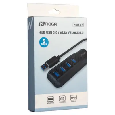 Detalles accesorios de Hub Usb A 3.0 4 Puertos Negro Cable 1 m