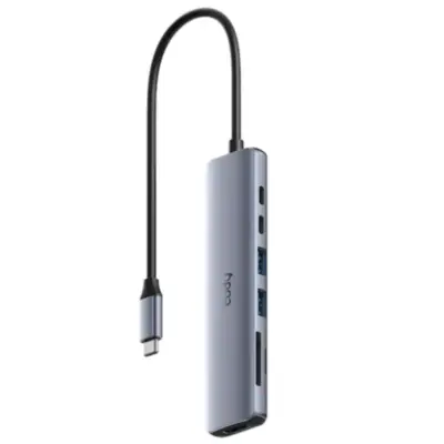 Adaptador Conversor Usb C Macho / Hdmi + USB-A + USB-C + PD + Lector Tarjetas SD y TF