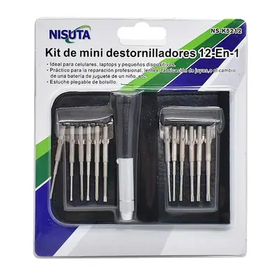 Detalles accesorios de Kit 12 Mini Destornilladores Nisuta Ns-K5212
