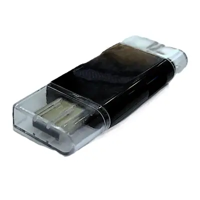 Vista lateral de Lector Usb Tipo A + C + Micro Para Tarjetas Sd Micro-Sd y Tf Hasta 512 Gb