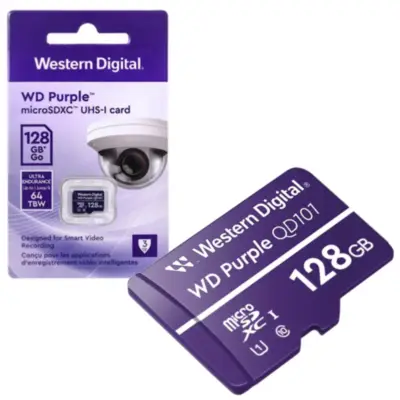 Detalles accesorios de Memoria MicroSD 128Gb WD Purple Especial Videovigilancia