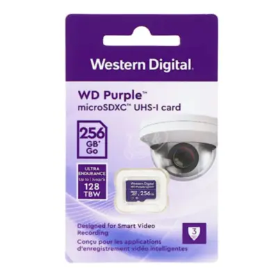 Detalles accesorios de Memoria MicroSD 256Gb WD Purple Especial Videovigilancia