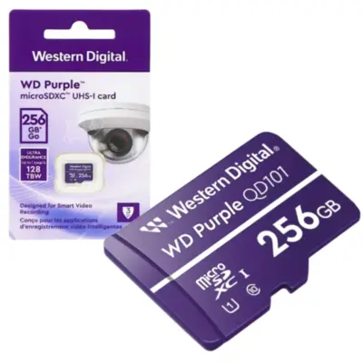 Detalles accesorios de Memoria MicroSD 256Gb WD Purple Especial Videovigilancia