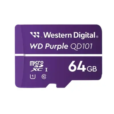 Vista lateral de Memoria MicroSD 64Gb WD Purple Especial Videovigilancia