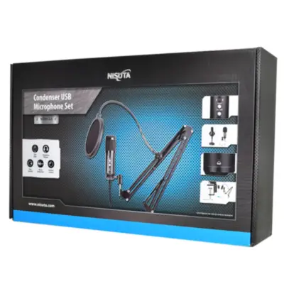 Detalles accesorios de Microfono Para Pc Usb Nisuta NSMICG5 Antipop + Antivibracion Con Brazo