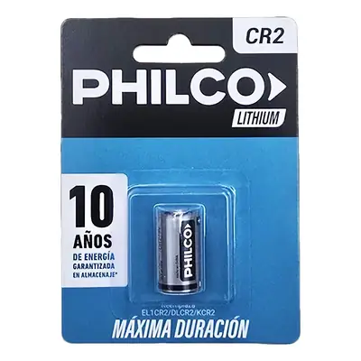Vista lateral de Pila Cr2 Philco Litio 3V Blister X1