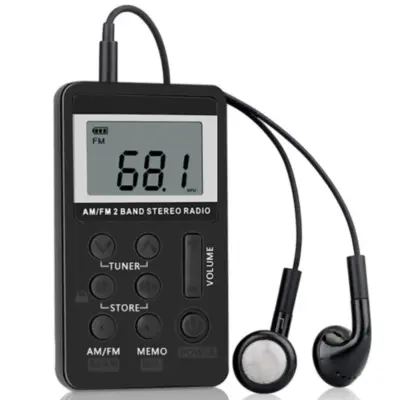 Radio Portatil Am/Fm Ultra compacta HRD-103 con auricular
