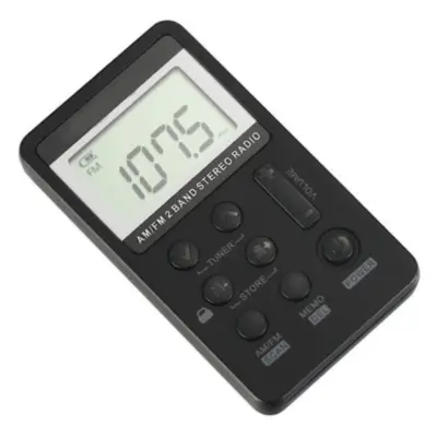 Detalles accesorios de Radio Portatil Am/Fm Ultra compacta HRD-103 con auricular