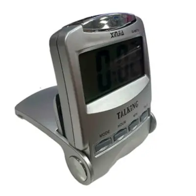 Vista lateral de Reloj Despertador con voz en espanol Xinjia XJ-862TS