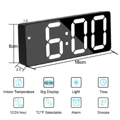 Vista lateral de Reloj Despertador Digital Led SZ810
