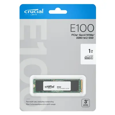 Vista lateral de Disco Ssd Estado Solido 1Tb M.2 2280 Crucial E100 Nvme Gen4
