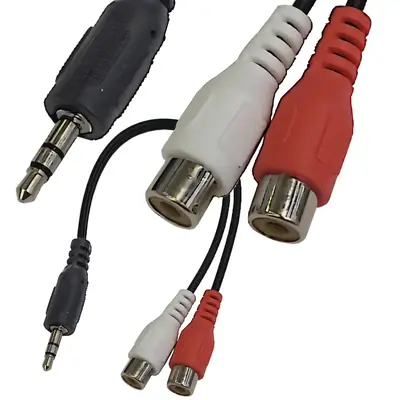 Detalles accesorios de Separador Miniplug 3,5 Macho Estereo A 2 Rca Hembra