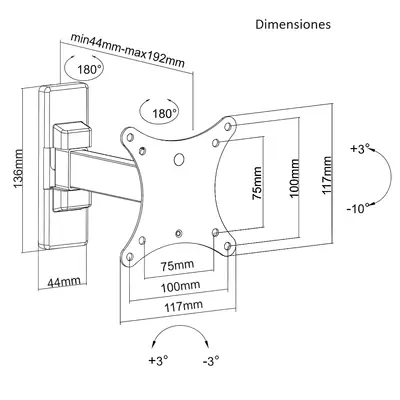 Detalles accesorios de Soporte Tv Pared 27 A 13 Pulg Max 15Kg Nisuta Nssotv27L