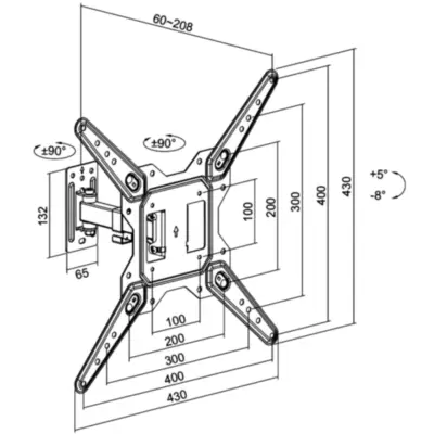 Detalles accesorios de Soporte Tv Pared 55 a 23 Pulg 30Kg 1 Brazo + Incl