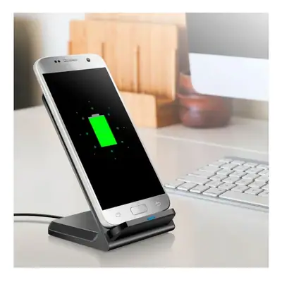 Vista lateral de Cargador Inalambrico y soporte Para Smartphones Nisuta NSWICH2