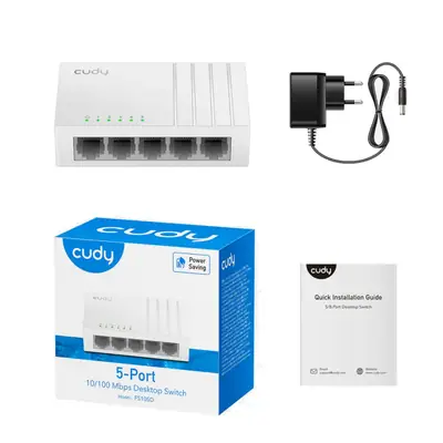 Detalles accesorios de Switch 5 Puertos 10/100 Cudy FS105D