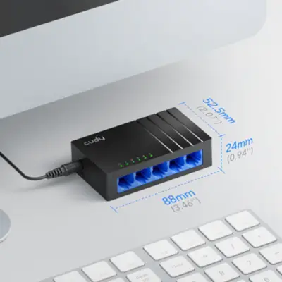 Detalles accesorios de Switch 5 Puertos Gigabit Cudy GS105D