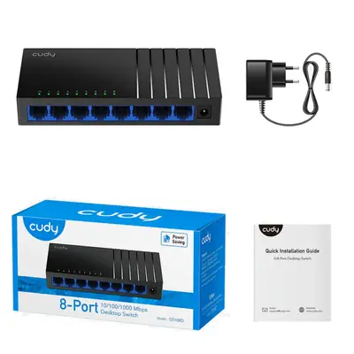 Detalles accesorios de Switch 8 Puertos Gigabit Cudy GS108D