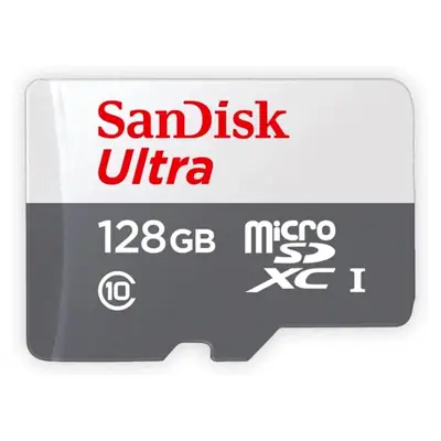 Vista lateral de Memoria Micro Sd 128Gb Sandisk Ultra CL10 C/Adaptador 100 Mb/S
